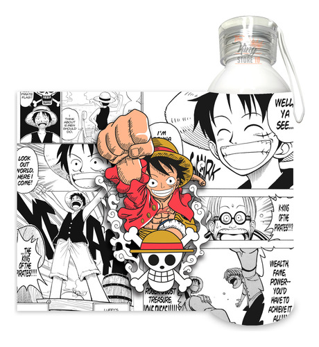 Poleron Canguro + Botella, Luffy, One Piece, Skull, Anime, Xxxl