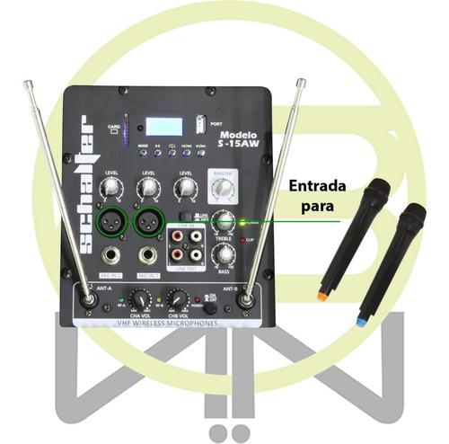 Bafle Bocina Amplificado 15 Bluetooth 2 Mic Inalambricos Aw