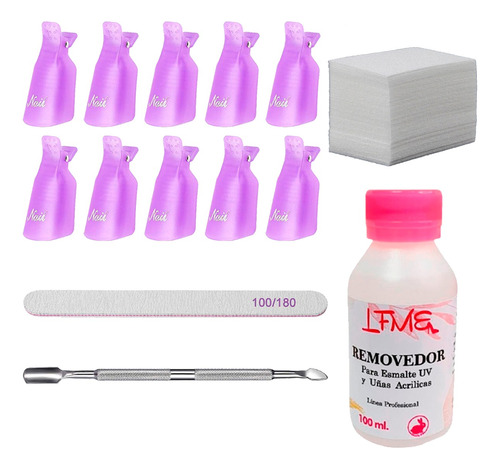 Kit Removedor Uv Esmalte Semipermanentes Broches Wipes Gel