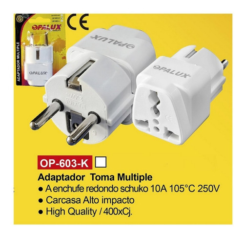 Adaptador Enchufe Multiple Redondo Op-603-k Opalux