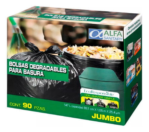 Bolsa Para Basura Jumbo Con 90 Pzs