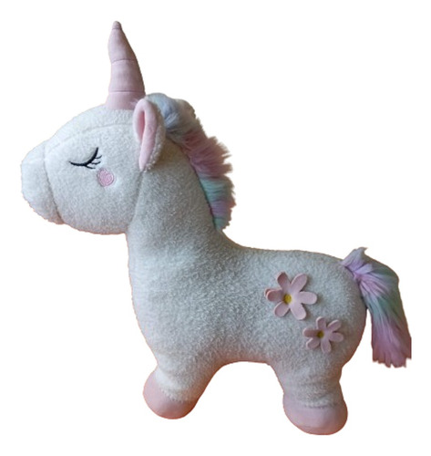 Unicornio Blanco Con Cola Arcoiris De Peluche Tamaño Grande