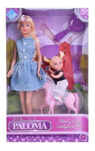 Imagen 1 de 7 de Muñeca Paloma Y Su Hija Cabalgata En Pony 7568
