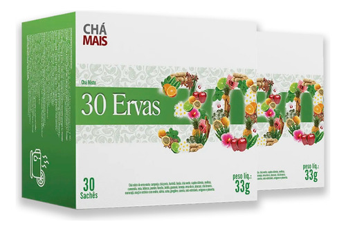 Kit 2 Chá Misto 30 Ervas Flores E Frutas Chá Mais 30 Sachês