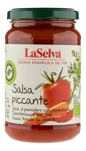 Laselva Salsa De Tomate Orgánico Con Chile 340g Ntg
