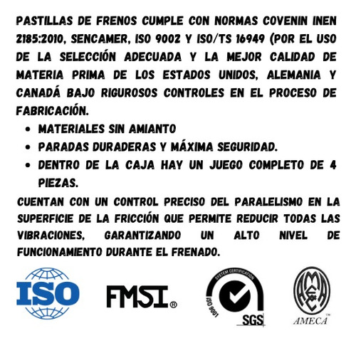 Pastillas De Freno Delanter Toyota Corolla Policia 2011 8330