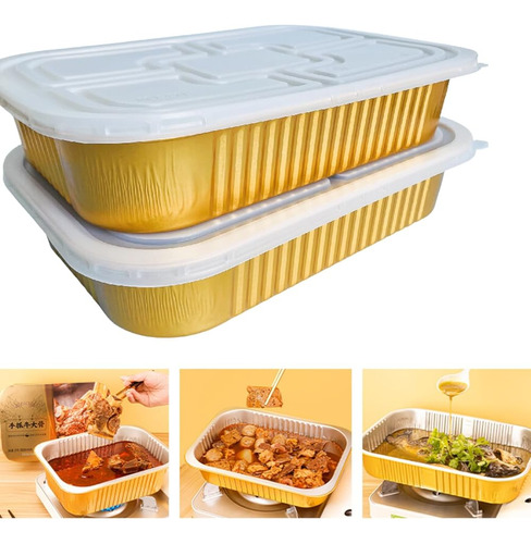 Set De 8 Bandejas Desechables Con Rejillas Para Buffet