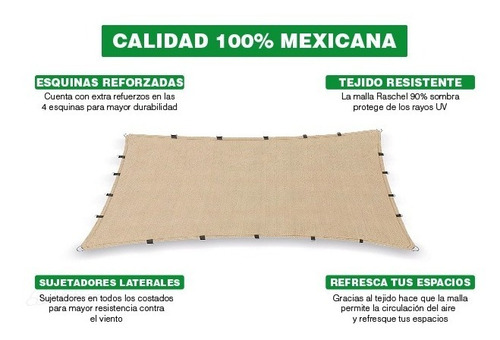 Imagen 3 de 10 de Malla Sombra 90% Raschel Beige De 3mx3m Lista Para Colocar