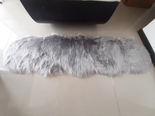 Alfombra Tapete Sintetico Imitacion Piel Oveja Peludo Gris 