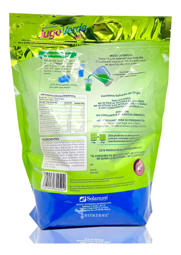 Imagen 9 de 9 de Jugo Verde Mix Fibra Para Mezclar En Polvo 2 Kg Solanum