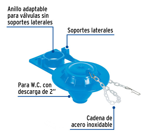 Sapo 2´´ Para Wc, Pvc, Azul, Cadena Plástica, Foset 49346