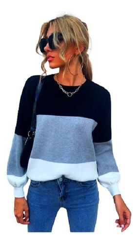 Sweater Combinados Algodon Punto Roma Codigo Yemen T.grandes