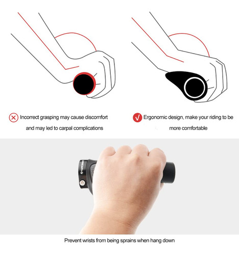 Puños Ergonómicos De Manubrio Topcabin Con Superficie De Aga Gran Área De Confort (negro Y Gris)