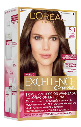 Tinta Loreal Excellence Creme Castaño Claro Dorado 5.3