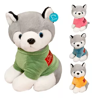 Perro Husky De Peluche Alaska Lobo 20 Cm + Suéter