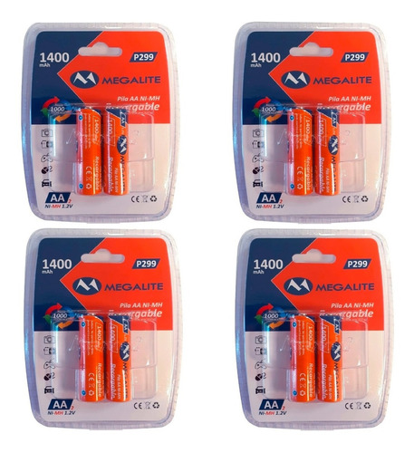 Pilas Recargable Aa Ni-mh 1400 Mah 1,2v San Martin