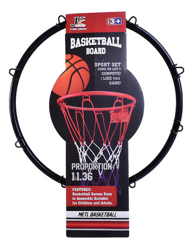 Aro De Basquet Metalico Con Red Mas Pelota E Inflador