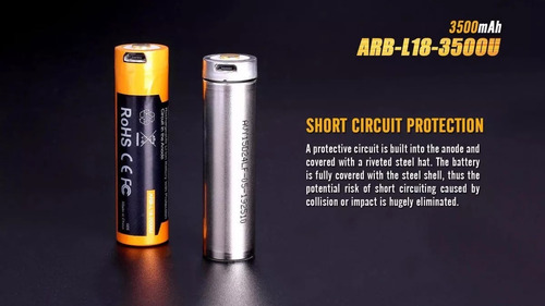 Imagen 4 de 10 de Bateria Recargable 18650 Fenix 3500mah 3.6v Puerto Usb