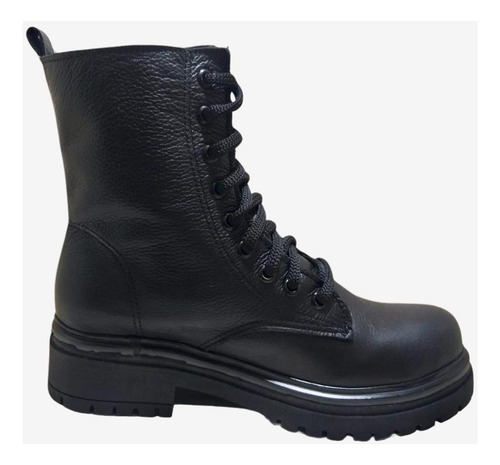 Bota Borcego Cuero Vacuno Mujer Clasico Cordones Bajo 037