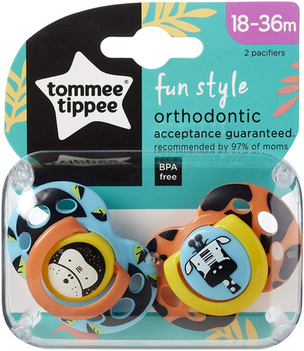 Chupon Tommee Tippee Fun Style 2 Piezas 18-36m Ortodoncia