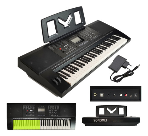 Teclado Musical Profesional 61 Teclas Ym758 Midi Polea Doble
