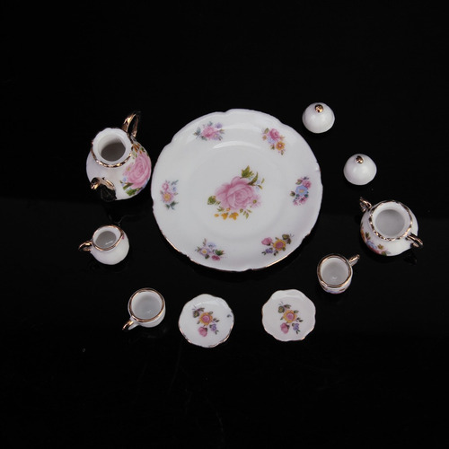 Juego De Tazas Para Té Y Café Dollhouse En Miniatura Con Dis