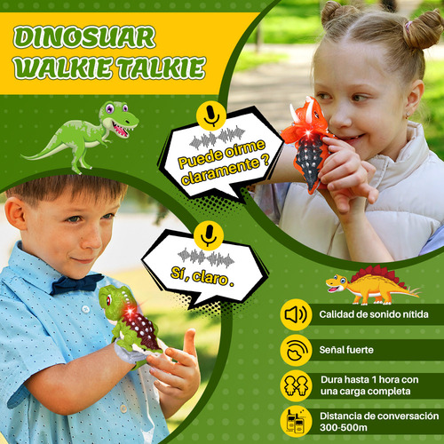 ..2pcs 5km Radio Walkie Talkie Dinosaurio Para Niños Recarga
