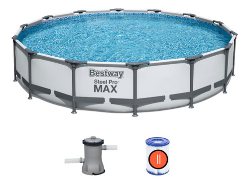 Piscina estructural redonda Bestway 56595 con capacidad de 10220 litros de 4.27m de diámetro gris diseño piedra prismática