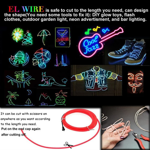 El Wire Kit 5 X 1 M Luz De Neón Portátil Decoración Para H