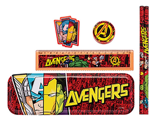 Kit Escolar Avengers Vingadores 7 Peças Molin