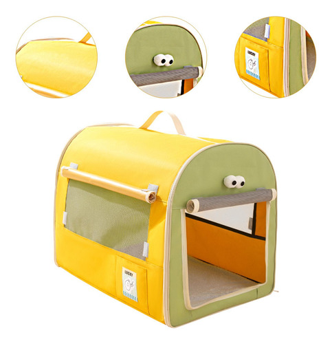 Cão Caixa De Carro Viagem Filhote De Amarelo E Verde