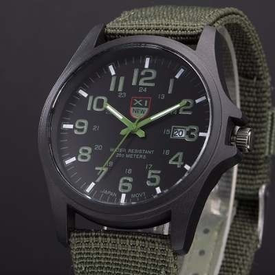Imagem 6 de 10 de Relógio Militar Masculino Pulseira De Couro Ou Nylon Promoçã