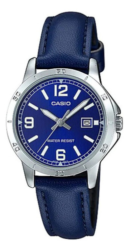 Reloj Casio Ltp-v004l-2budf Mujer 100% Original Color de la correa Azul Color del bisel Plata Color del fondo Azul