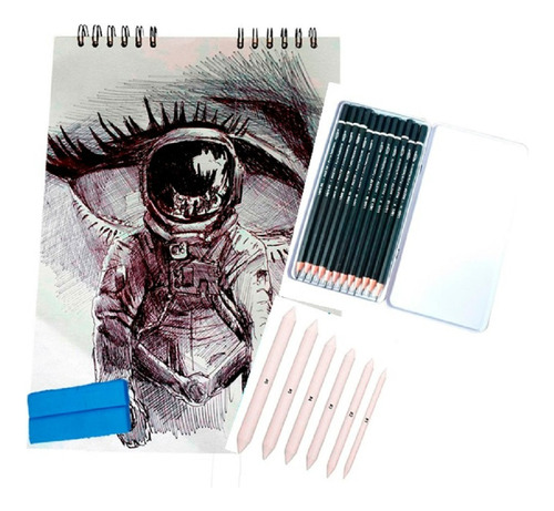 Kit Para Dibujo Bitácora + Lápices + Difuminos + Limpiatipos