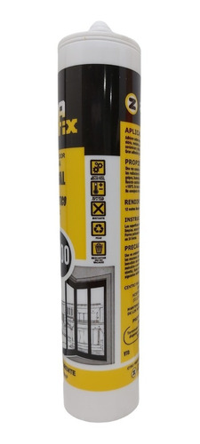 Sellador De 100% Silicona Acetica Zaffix A100 Blanco 280cm3