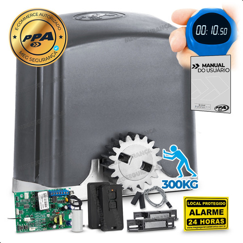 Kit Motor De Portão Eletrônico Deslizante Ppa 1/4 Hp Rápido