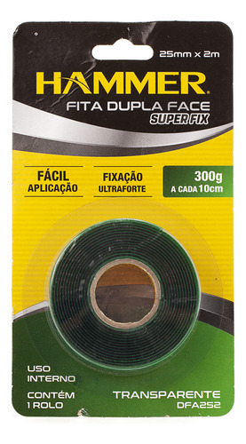 Fita Dupla Face Acrílica 25mmx2mt Interno Blister Gydfa252 Cor Transparente