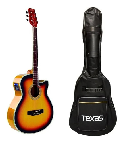 Guitarra Electro Acustica Texas Ag60 Eq Afinador Funda