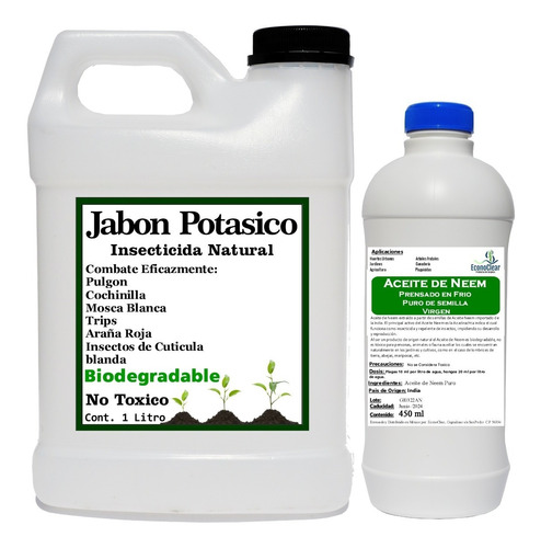 1 Litro De Jabon Potasico Y 450 Ml De Aceite De Neem