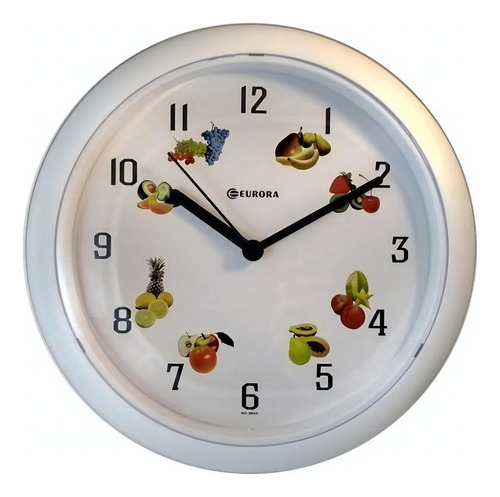 Relógio De Parede Eurora Cinza Frutas 651400-024