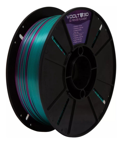 Filamento Pla Duo Ametista / Verde V-silk Premium Voolt3d