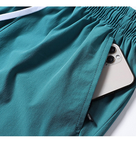 Pantalones Cortos Seda Helada Color Liso Unisexo Elasticidad