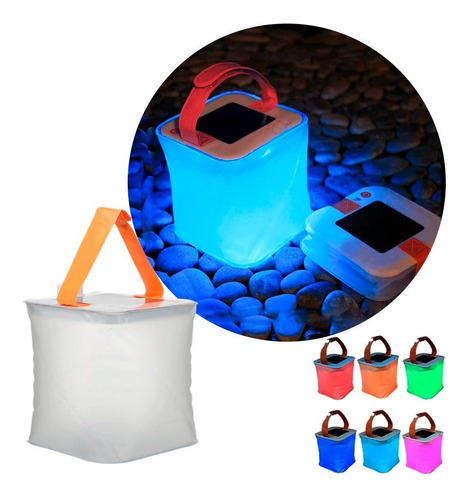 Farol Led Camping Recargable Solar Usb Lámpara Rgb Inflable 