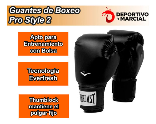 Imagen 2 de 7 de Guantes Boxeo Everlast Pro Style 2 Kickboxing Mma Muay Thai