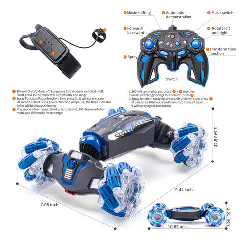 Coche Acrobacias Rc 4wd Sensor Gestos 2.4 Ghz Doble Cara 360