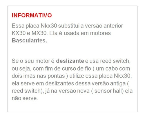 Central Placa De Comando Para Portão Eletrônico Rossi Kx30fs
