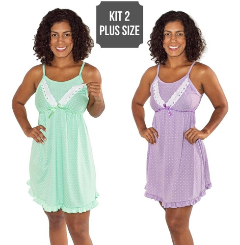 Kit 2 Camisola Plus Size Pós Parto Alça Amamentação Lactante