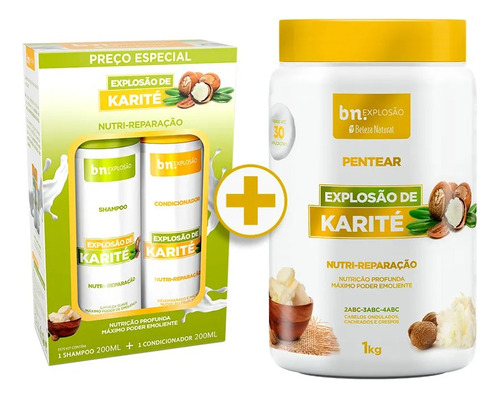  Kit Duo Shampoo+condicionador Com Pentear Explosão De Karité