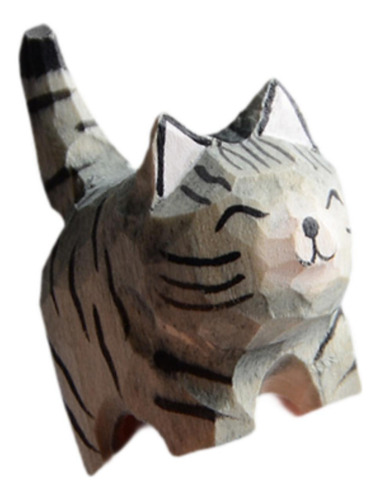Estatua De Gato Figurado De Madera Sin Agujero Colgante