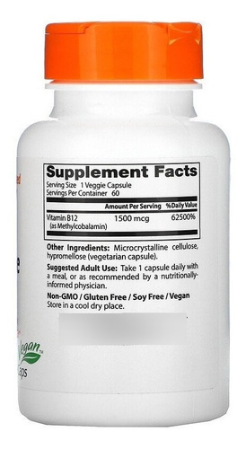 Imagem 2 de 4 de Vitamina B12 Full Active Importada (1500mcg) - 60 Caps